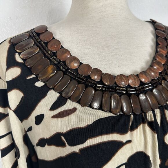 Chicos Travelers Top Women Large Animal Print Embellished Slinky Knit Tunic - Picture 4 of 10